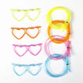 Hot Sell  Crazy Summer Factory Wholesale  Heart Shape Eyeglasses Frames Pipe  Drinking Straws