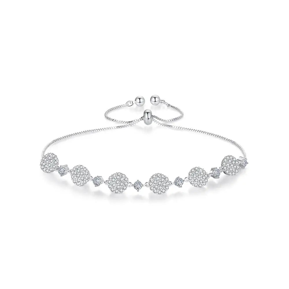 LUOTEEMI Flower Bolo Pull Adjustable Chain Bracelet for Girls Cubic Zirconia Slide Chain Bracelets