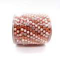 Hot Sale SS28 Rose Gold Rhinestone Cup Chain Light Peach-Ivory Pearl-Crystal Alternated Rose Gold Close Cup Chain for Shoes Bags