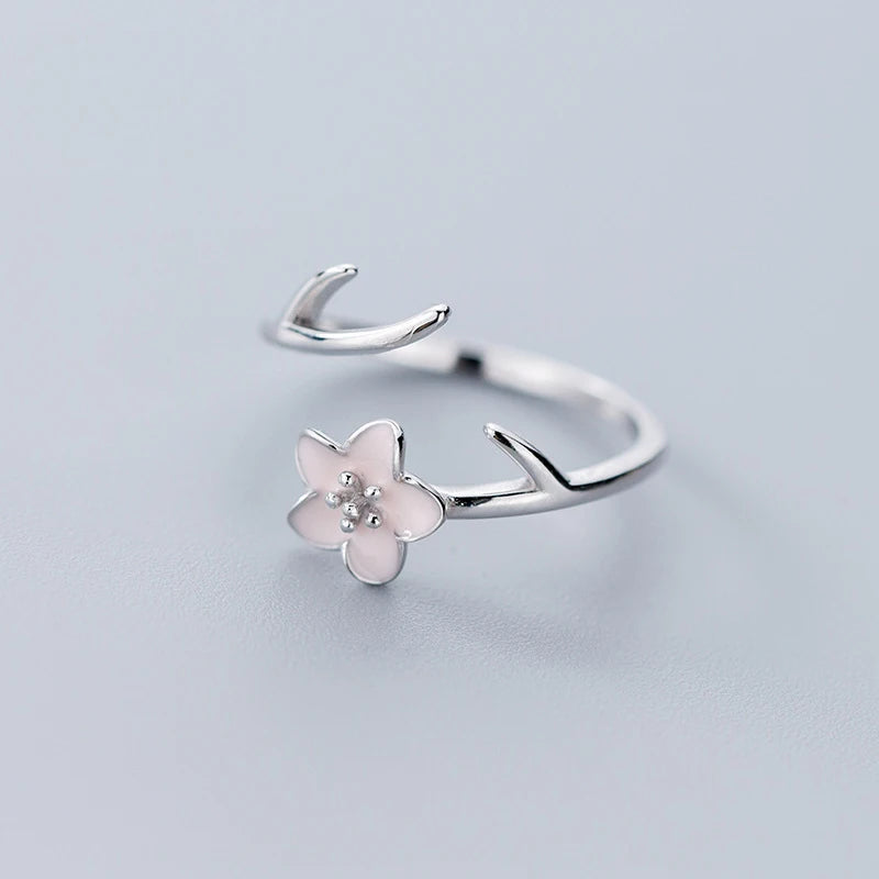 Hot Sale 925 Sterling Silver Plum Blossom Flower Rings for Women Jewelry