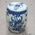 Chinese square Ceramic Garden Outdoor Stools Blue and White with Peacock Design