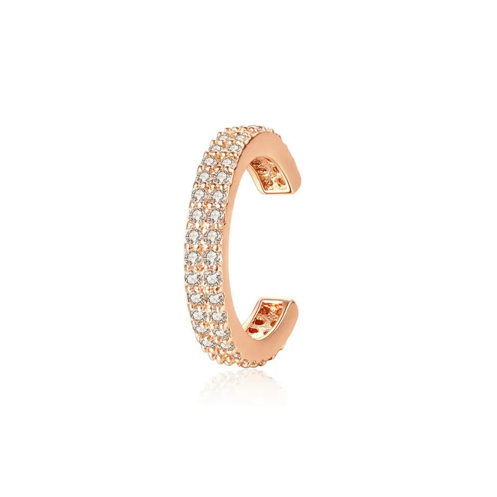LUOTEEMI Cubic Zirconia Ear Cuff Two Lines Tiny CZ Women Earrings Cuff Tiny Cute Earrings