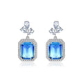 LUOTEEMI Rainbow Large Earrings Wholesale Colorful Square Big Square Crystal Drop Earring Zircon Jewelry
