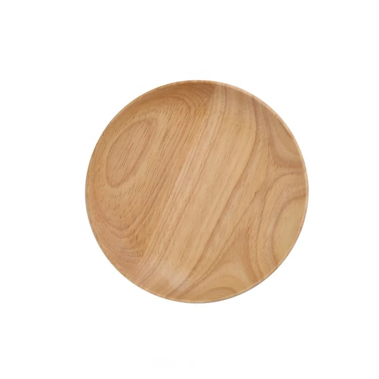 Classical Hot Sell Handmade 12.5cm Round  Rubber Wood  Dessert Dish