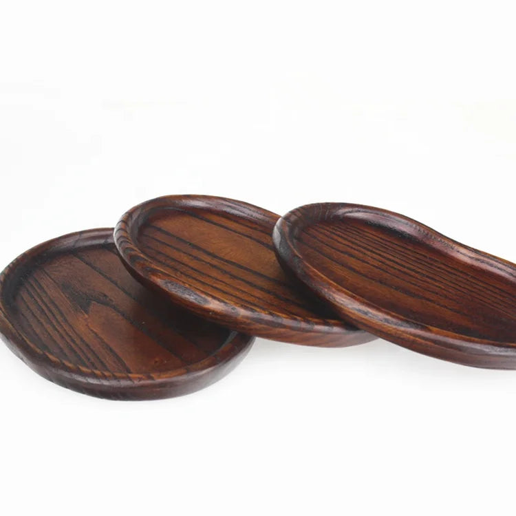 Creative Vintage Handcrafted Catalpa Wood Eco-Friendly Cashew Shaped Large Snack Dish 100pcs Lacquer Coated