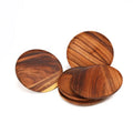 Creative Hot Sell Handmade Eco-Friendly Round 20cm Acacia Wood Dessert Dish with Natural Plant Oil Finish Classic Style