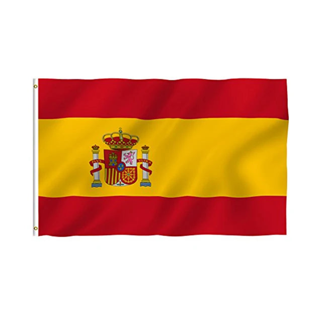 Factory Stock Printed Polyester Flying Style Square Shape Soft Cheap Espana Spanish Flag of Spain
