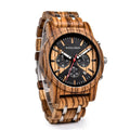 Style Handcraft Hombre Wrist Zebrawood Watch Drop Shipping New OEM Auto Week Date Display with Logo Customized Men 1pc