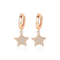 LUOTEEMI Rose Gold Hoop Earring Women Jewelry Tiny CZ Pave Brass Star Cute Korean Huggie Clip on Earrings
