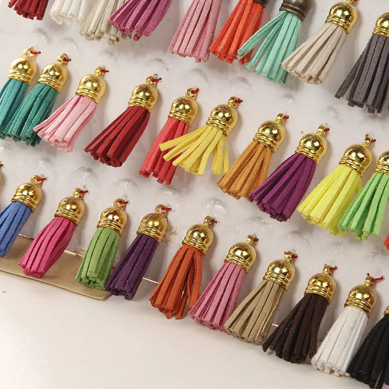 Cute MINI Faux Suede Tassel Leather Keychain Tassel for Clothing Bag Decoration Tassel Trim