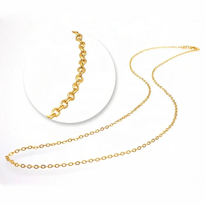 Classic 1.5mm Thickness 18K Gold Plated Cheap Wholesale Stainless Steel Thin Fine Link O Cable Chain Necklace for Jewelry Making