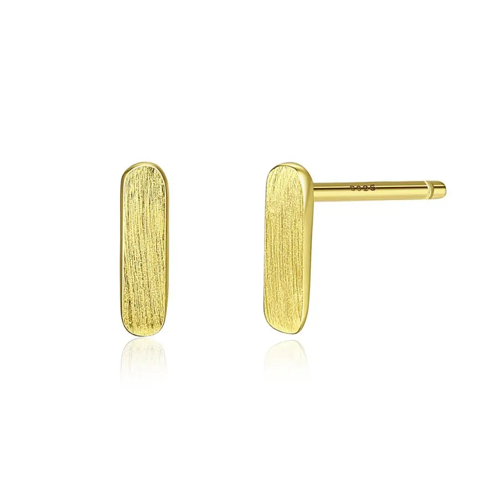 CZCITY Brush Solid 925 Sterling Silver Post Dainty Mini Bar Stud Earrings for Women Fine Jewelry Boucle D'Oreille Femme