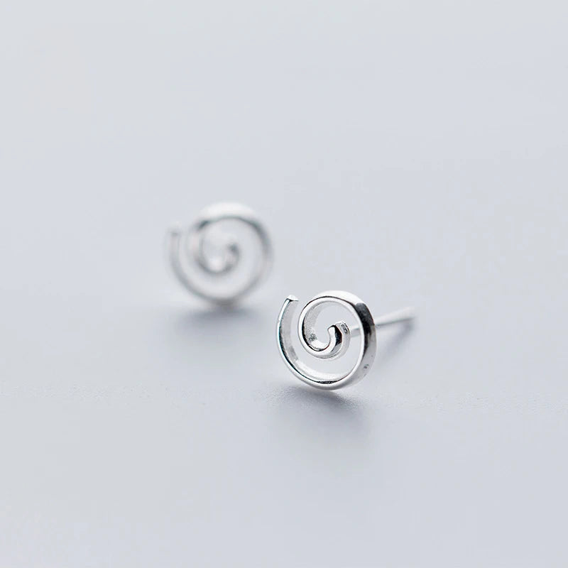 925 Sterling Silver Elegant Spiral Stud Earrings for Women 2019 New Jewelry