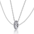 New Fashion Silver CZ Circle Round Pendant Necklaces Double Layer Link Chain Necklaces for Girls Trendy Fine Jewelry