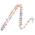 2022 Multicolor Christian Jesus Cross Pendant Alloy Rosary Bead Engagement Catholic Rosary Necklace Silver Plated Unisex