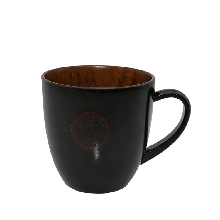 Classic Japanese Jujube Wood Handcrafted Eco-Friendly 300ml Tea & Coffee Mug with Polish Lacquer Finish