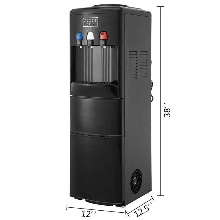 Vevor China 2 in 1 Electric Hot/Cold Water Cooler Dispenser Built-in Ice Maker Plastic Housing Black for Household Hotel Use