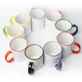 11oz Colorful Rim Handle Mug Custom Sublimation Blank Coated Coffee Mug  for Diy Crafts Gifts