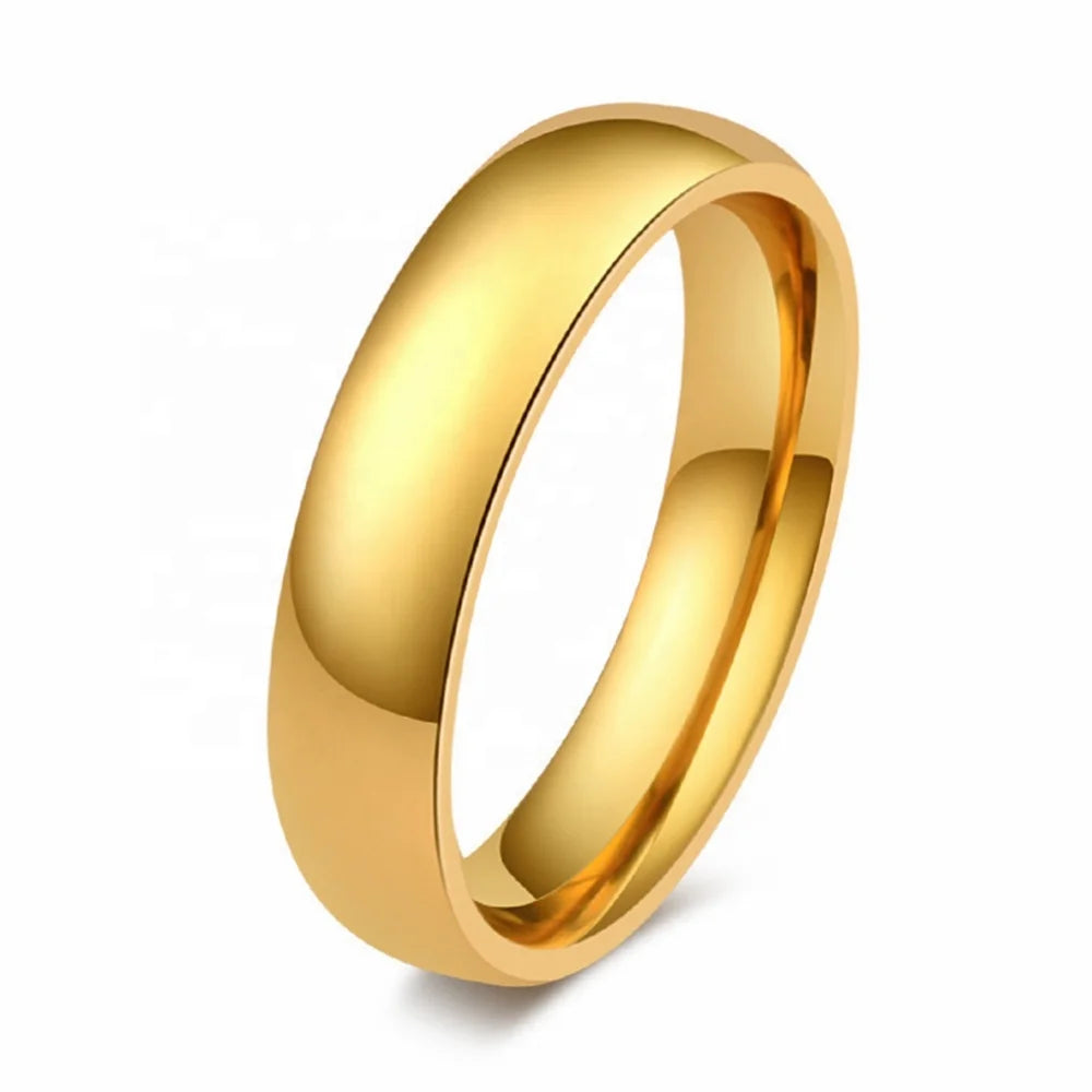 MECYLIFE High Polished Jewelry Fashion 18K Yellow Gold Women Ring