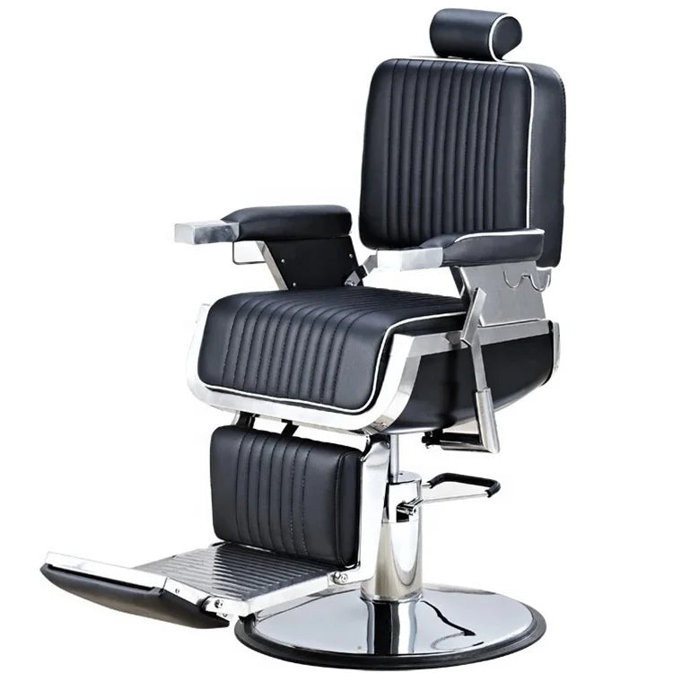 Kisen Hair Salon Furniture Modern Reclining Vintage Black Color Barber Chair for Barber Shop Use