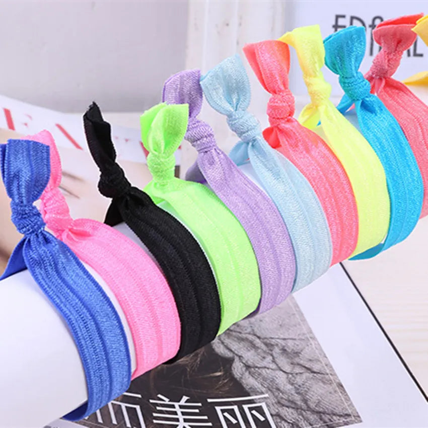 Wholesale 5/8" Knotted Elastic Hair Tie Plain Hair Band Ponytail Holder for Girls Hair Accessories 200 Pcs/lot