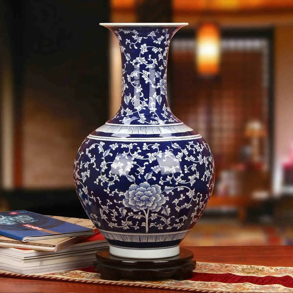 High Quality Blue and White Chinese Antique Porcelain Large Flower Ceramic Vases for Indoor and Collection