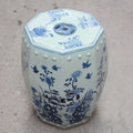 Chinese Handicraft Blue and White Ceramic Outdoor Stool Floral Pattern Drum Stool