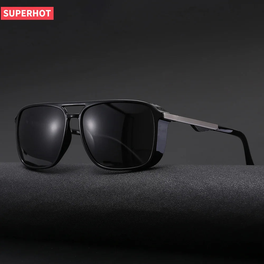 Superhot Eyewear 18232 TR90 Frame TAC 1.1 Lenses 2019 Double Bridge Steampunk Polarized Sunglasses