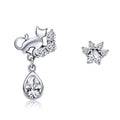 Qings Punk Style Zircon Drop Earrings 925 Sterling Silver for Wedding & Party Gift