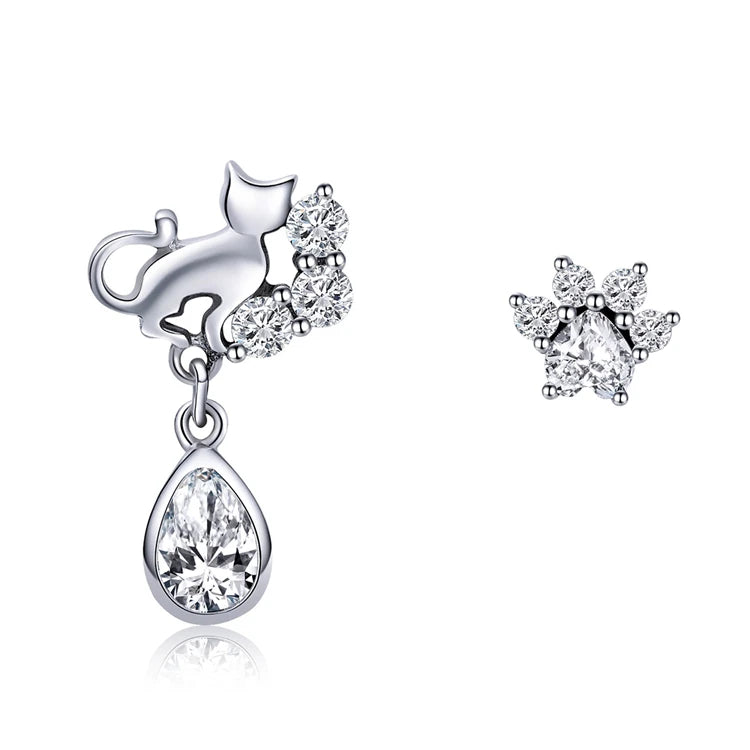 Qings Punk Style Zircon Drop Earrings 925 Sterling Silver for Wedding & Party Gift