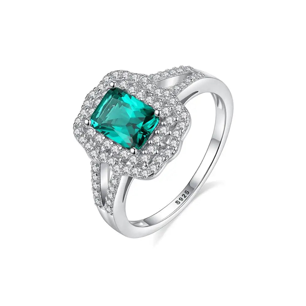 CZCITY Women Engagement Wedding Gemstone Bypass Anel Genuine 925 Sterling Silver Emerald Rings