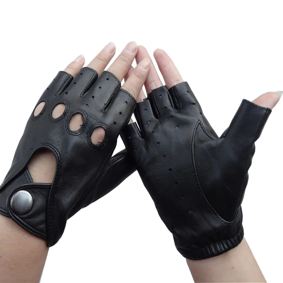 Sample Support Cheap Genuine Sheepskin Leather Fingerless Gloves Comfortable for Daily Use Sports Cycling Fishing Parties