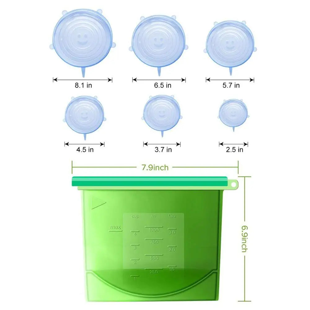 Reusable Food Preservation Bag Airtight Seal Food Storage Container Silicone Stretch Lids