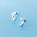 Fashion Jewelry 925 Sterling Silver Little Dolphin Stud Earring for Women and Girls Gift Jewelry