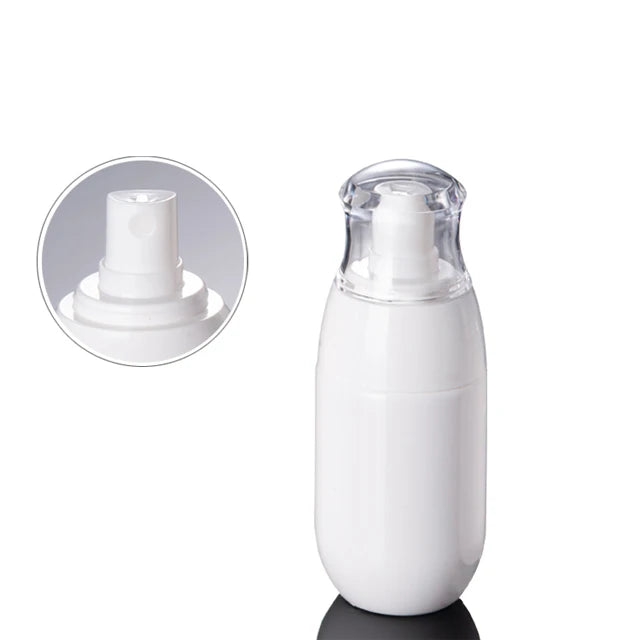 Fuyun Low MOQ 1pcs New 50ml PETG Plastic Cosmetic Packaging White Pump Spray Bottle for Shampoo Lotion Easy Open End Screen