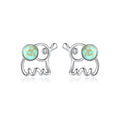 CZCITY Real 925 Sterling Silver Turquoise Small Cute Elephant Stud Earrings for Women Fine Jewelry