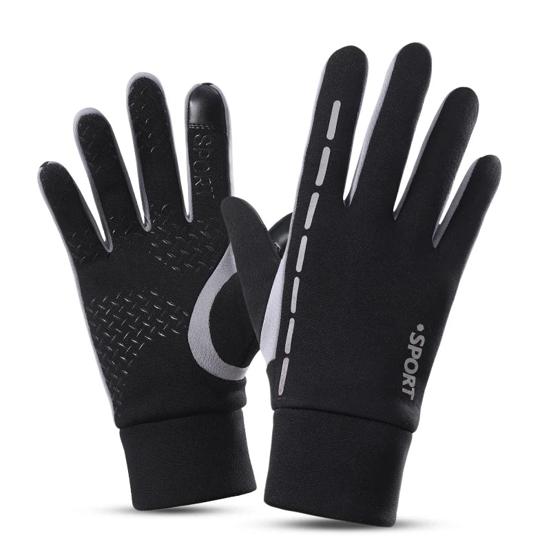 Custom logo Reflective Stripe Running Bike Riding Touchscreen Men Winter Gloves