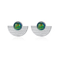 CZCITY Semicircle Solid 925 Sterling Silver Boucles D Oreille Femme Round Fire Opal Stud Earrings Women Fine Jewelry