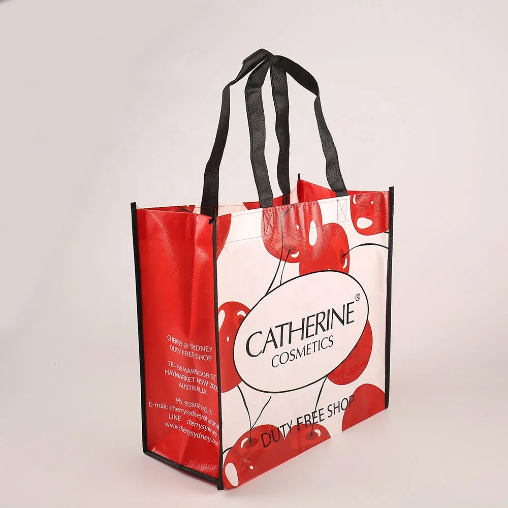 Eco-Friendly Custom Logo Printed Tote Bag Laminated Recyclable Non-Woven Shopping Reusable PP Material Budget-Friendly Letter
