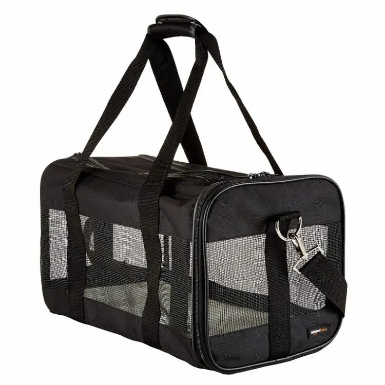 Breathable Soft Sided Foldable Portable Travel Puppy Dog Carrier Handbag Solid Customized Color Nylon Zipper Eco-Friendly