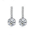 CZCITY Genuine 925 Sterling Silver Round Drop Earrings for Women Anniversary Fine Jewelry Joyeria Fina Para Mujer Brincos