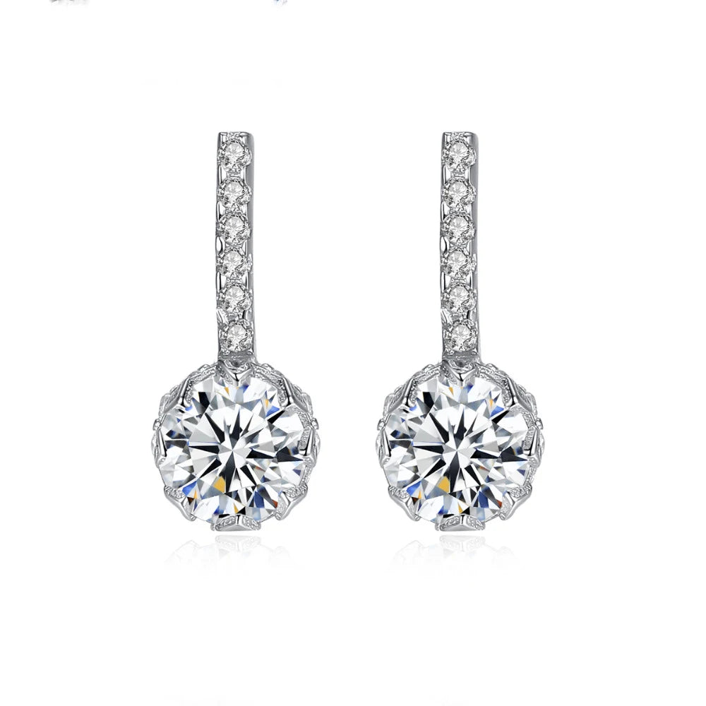CZCITY Genuine 925 Sterling Silver Round Drop Earrings for Women Anniversary Fine Jewelry Joyeria Fina Para Mujer Brincos