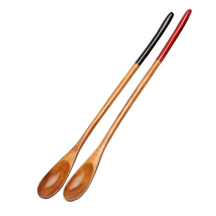 Creative Couple Handmade Natural Nanmu Wood Lacquer Coated Eco-Friendly Japandi Style Coffee Stirring Spoon