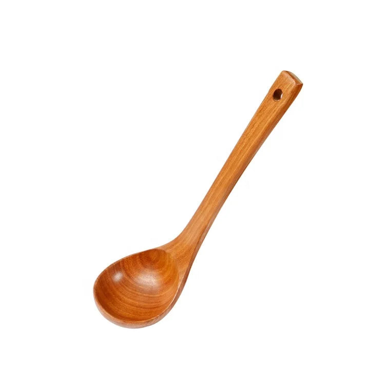 Natural Zebra Wood Handmade Lacquer Coated Rosewood Handle Non-stick Soup Spoon Ladle