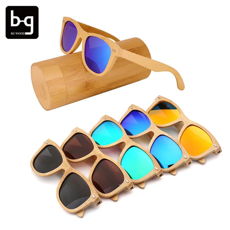 Private Label Fashion Bamboo Sunglasses Men With Case Lunette De Soleil Wood Gafas Lentes De Bambu Sol Lunettes Bois