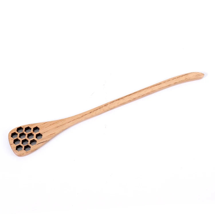 Classical Handmade Natural Chestnut European Style Lacquer Coated Eco-Friendly Long Handle Wood Honey Stirring Spoon