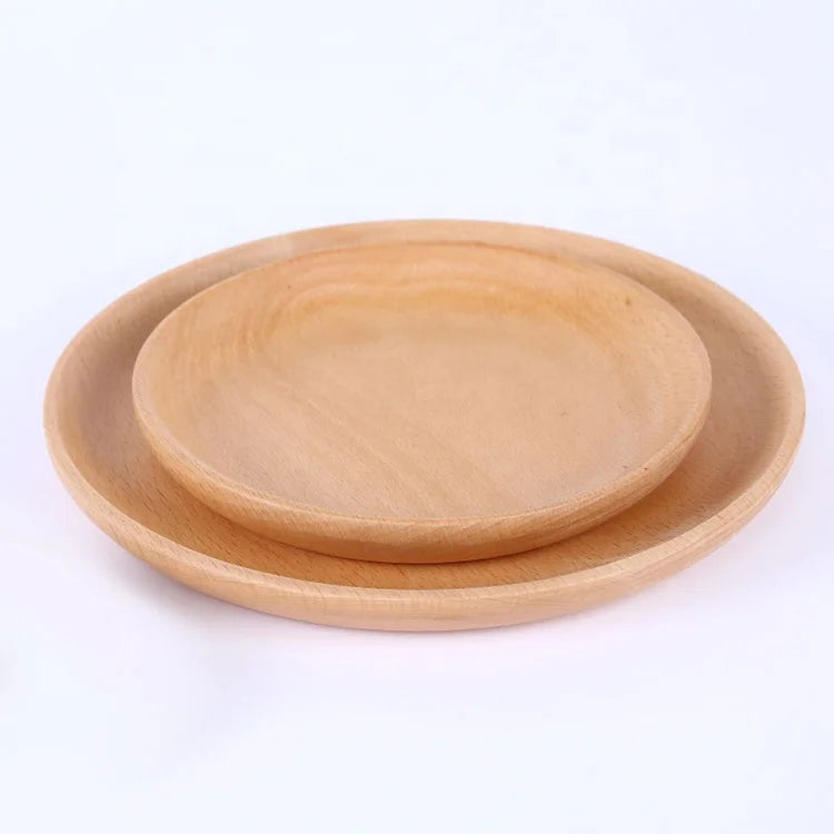 Creative Hot Sell Handmade Eco-Friendly 100pcs 15cm Round Beech Wood Classic Style Dessert Dish