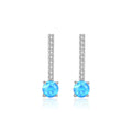 CZCITY Fine Jewelry Round Colorful Fire Opal Earring Gift Real 925 Sterling Silver Anniversary Drop Earrings for Women