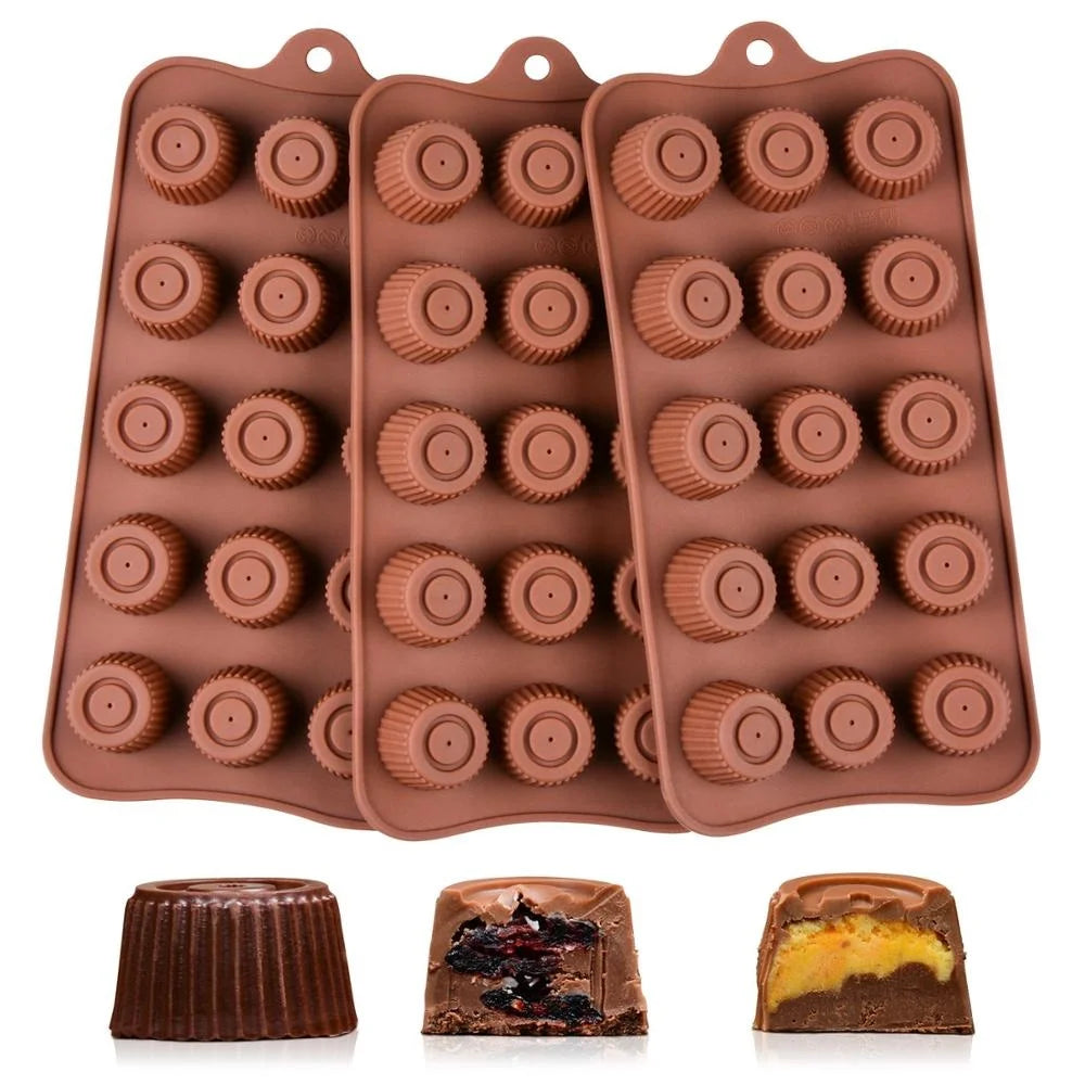 3Pcs/Set Non-stick Silicone Chocolate Mold 3d Shape Chocolate Baking Tools