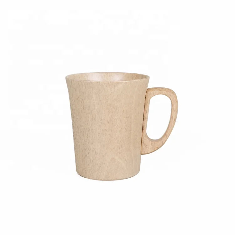 New Hot Sell Japan Style Japandi Beech Wood Handcraft 250ml Tea Milk Beer Cup Coffee Mug